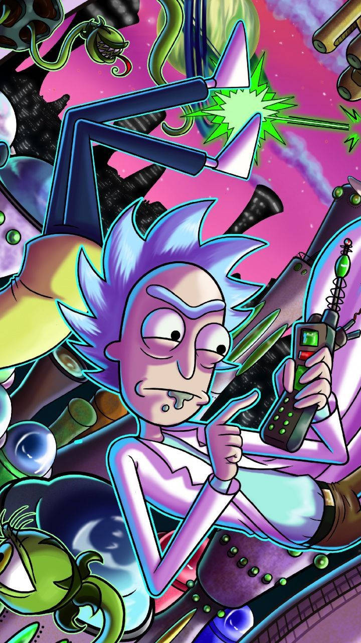 Cool Rick And Morty With Phone Background
