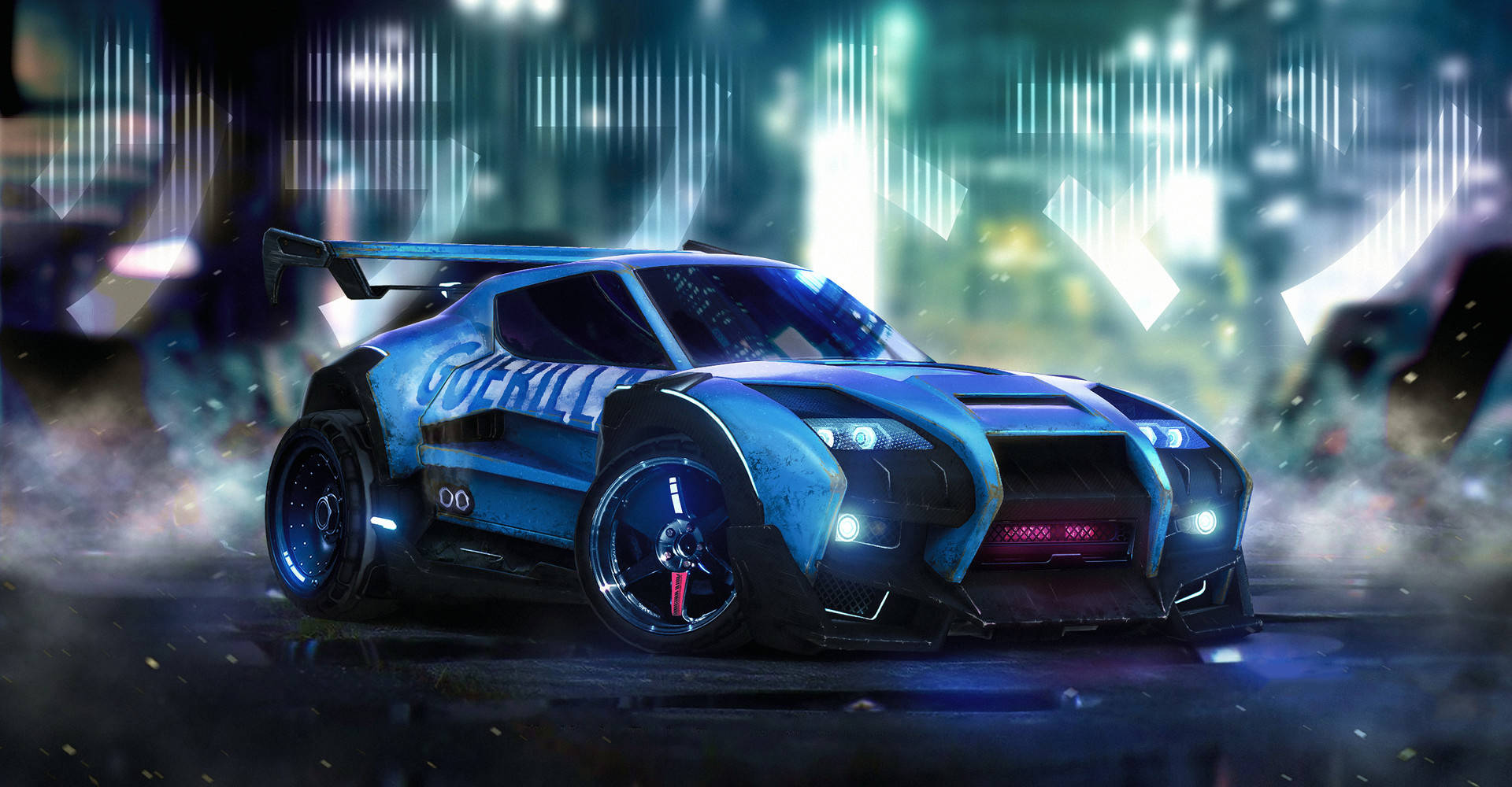 Cool Rocket League Blue Guerilla Takumi Car Background