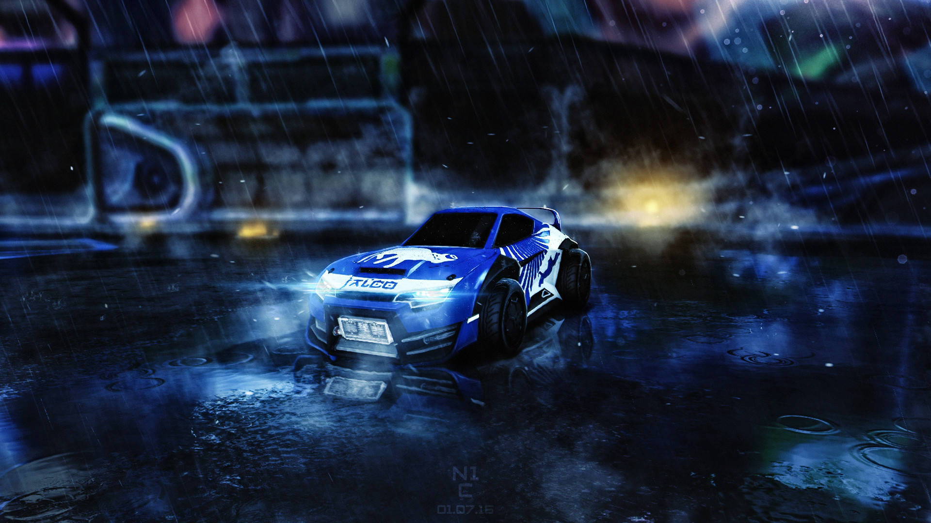 Cool Rocket League Car In The Rain Background