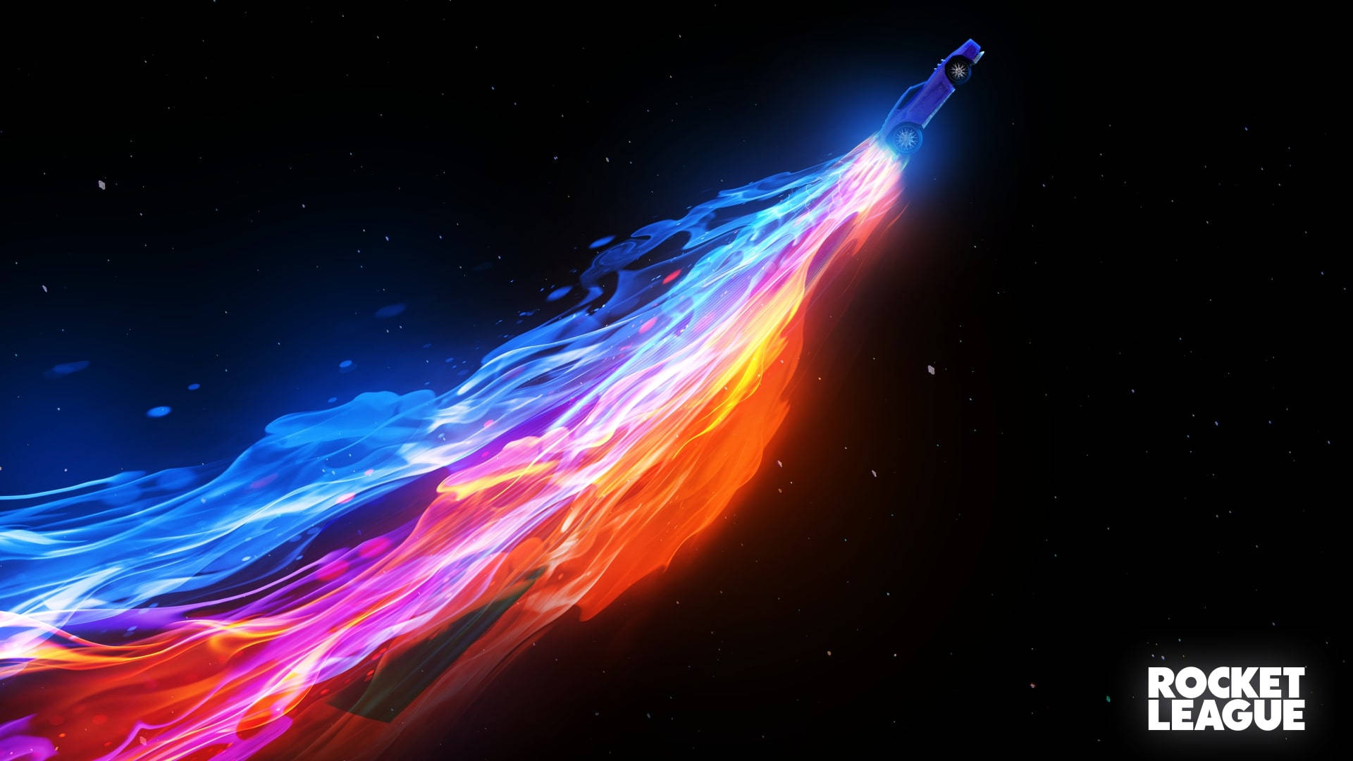 Cool Rocket League Flame Rainbow Car Background