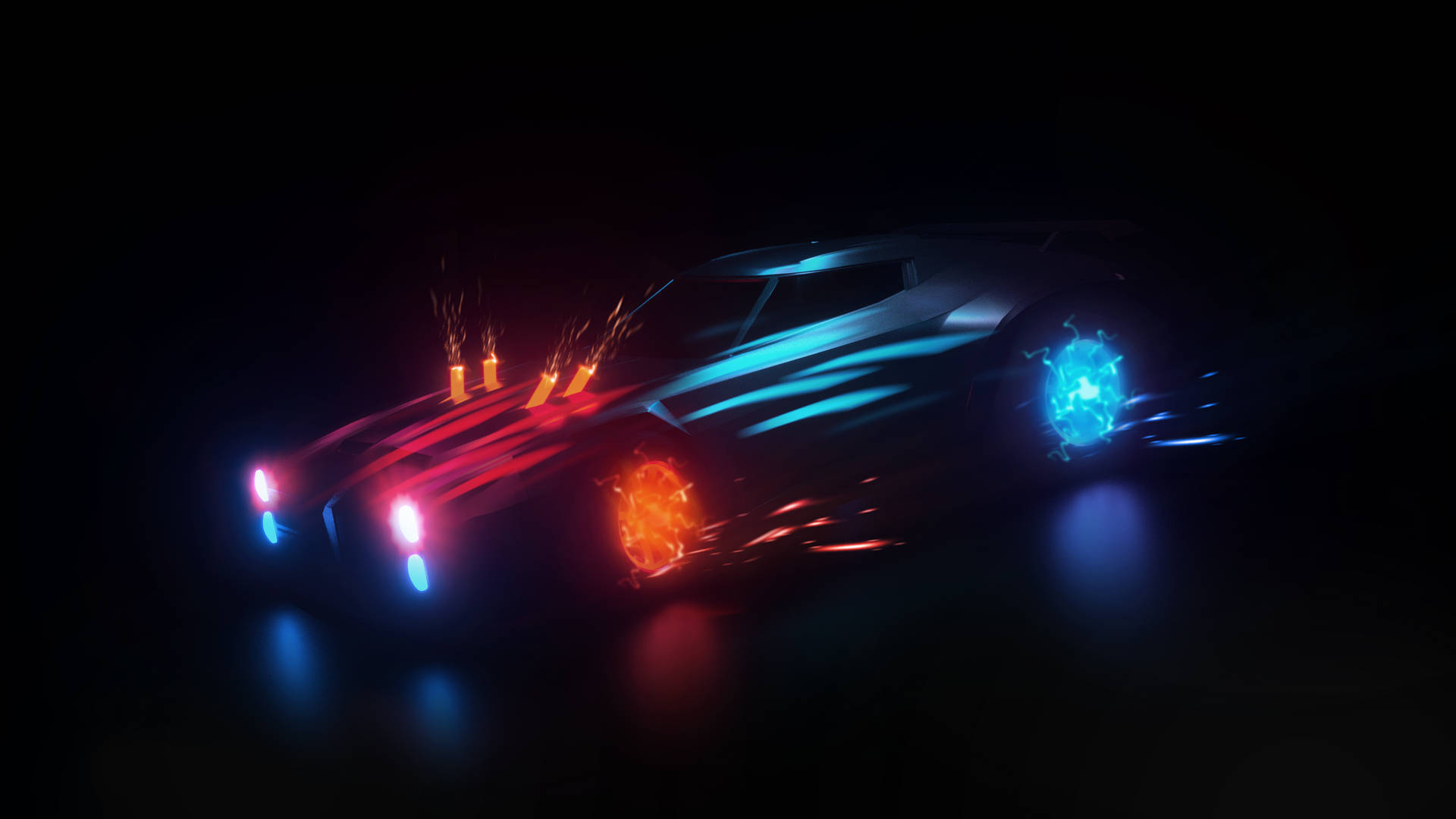 Cool Rocket League Neon Art Car Hd Background