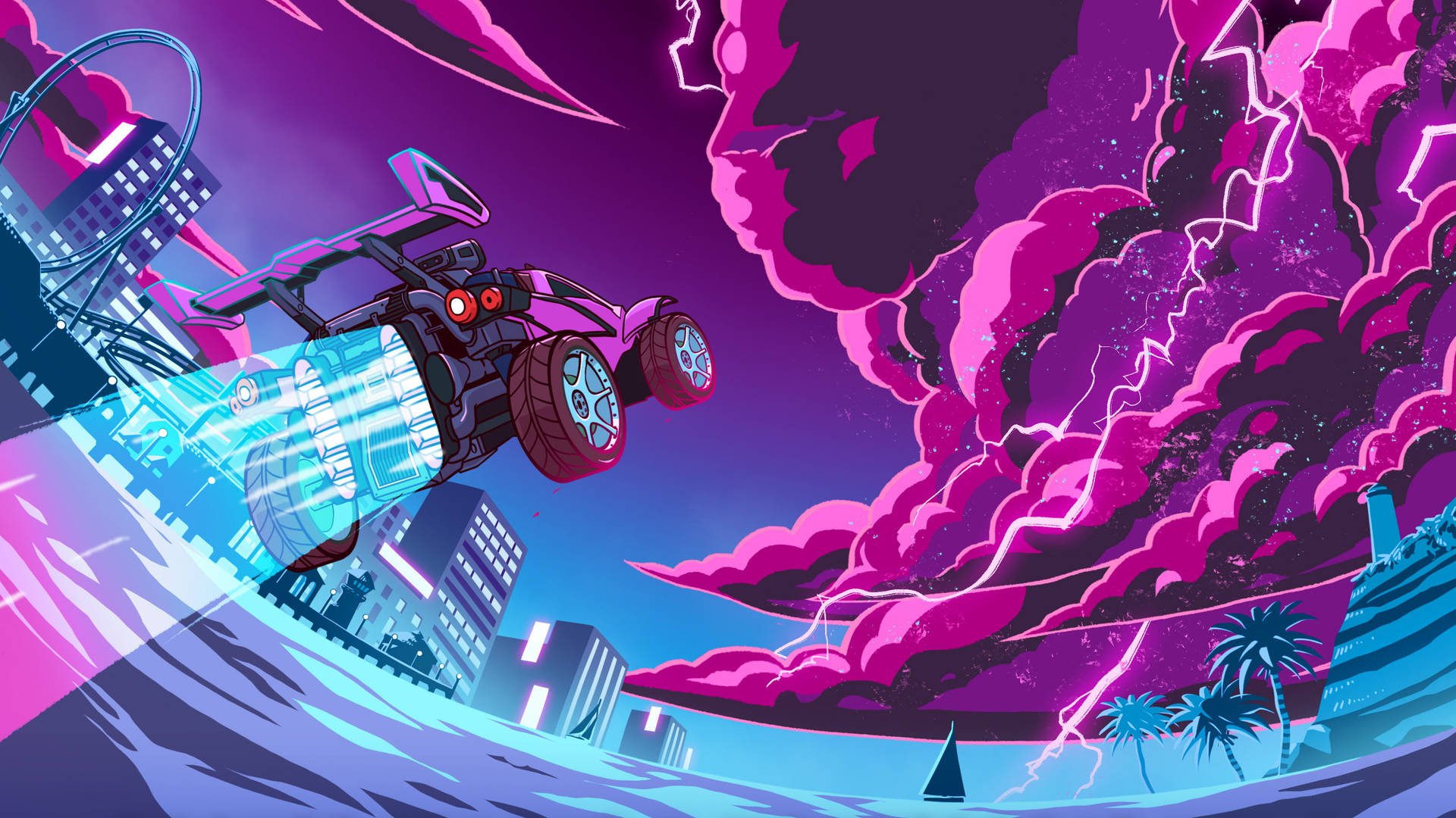 Cool Rocket League Purple Car Background