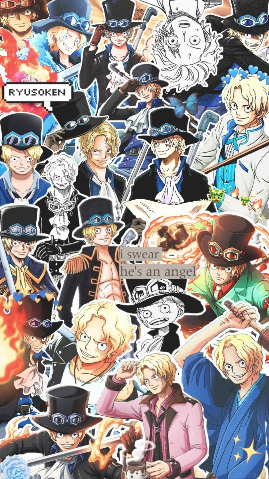 Cool Sabo One Piece Aesthetic Collage Background