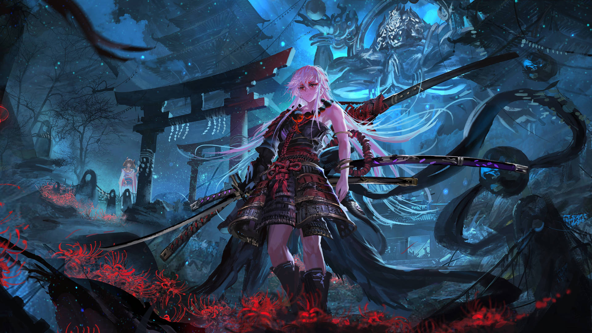 Cool Samurai Anime Girl Background
