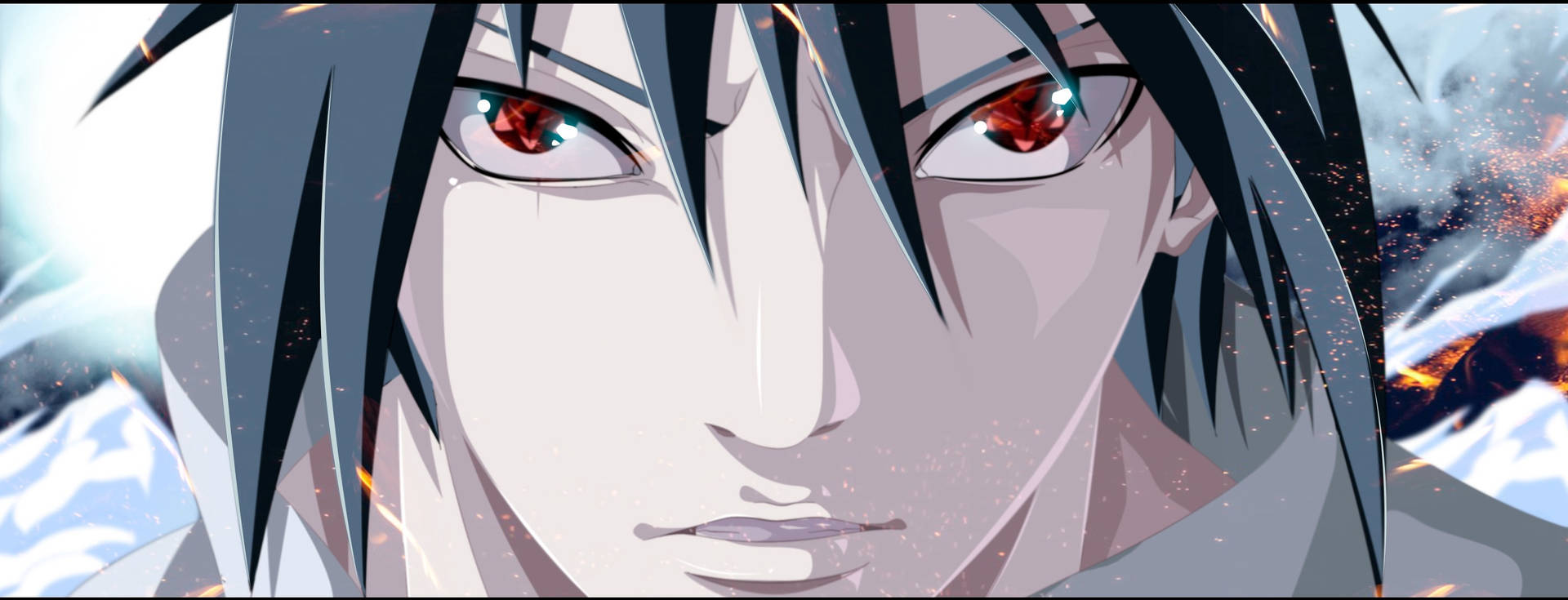 Cool Sasuke Sharingan Close-up Background