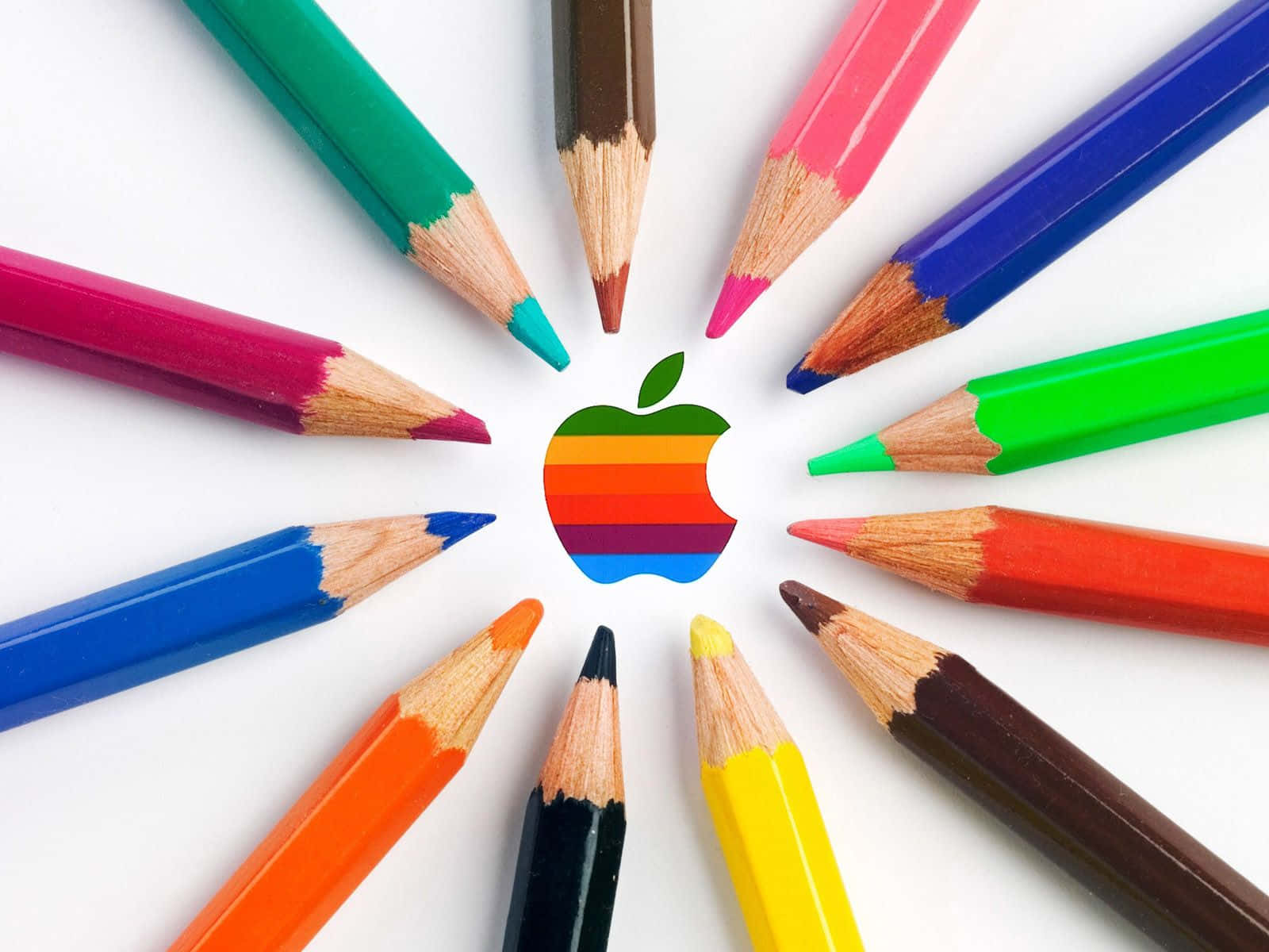 Cool School Colored Pencils Apple Logo Colorful Background