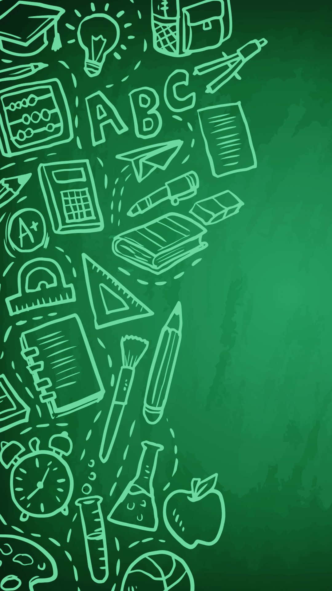 Cool School Supplies Chalkboard Doodles Background