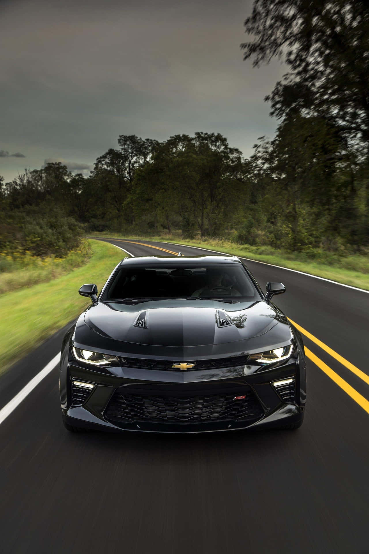 Cool Shiny Black Camaro Chevrolet Background