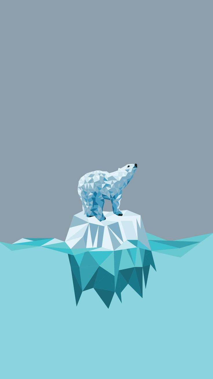 Cool Simple Polar Bear On Ice Background
