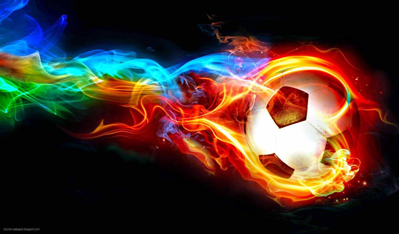 Cool Soccer Ball Blazing Fire Background