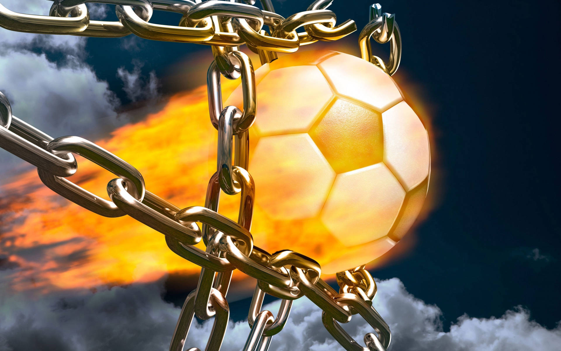 Cool Soccer Ball Fiery Effect Background