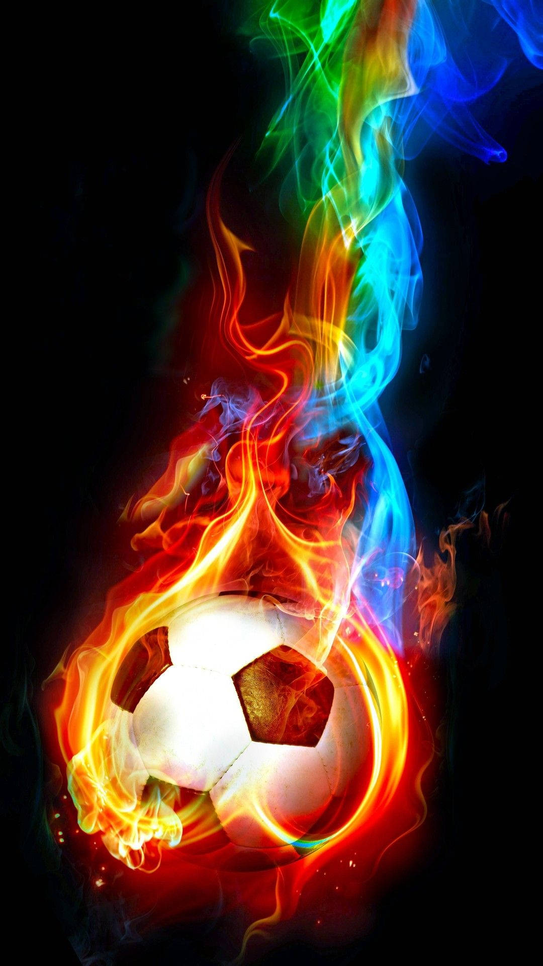 Cool Soccer Ball On Fire Background