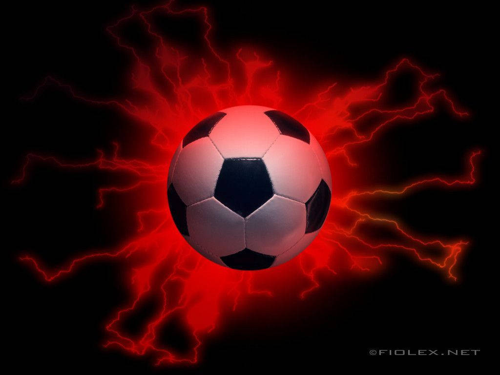 Cool Soccer Ball Red Flares Background
