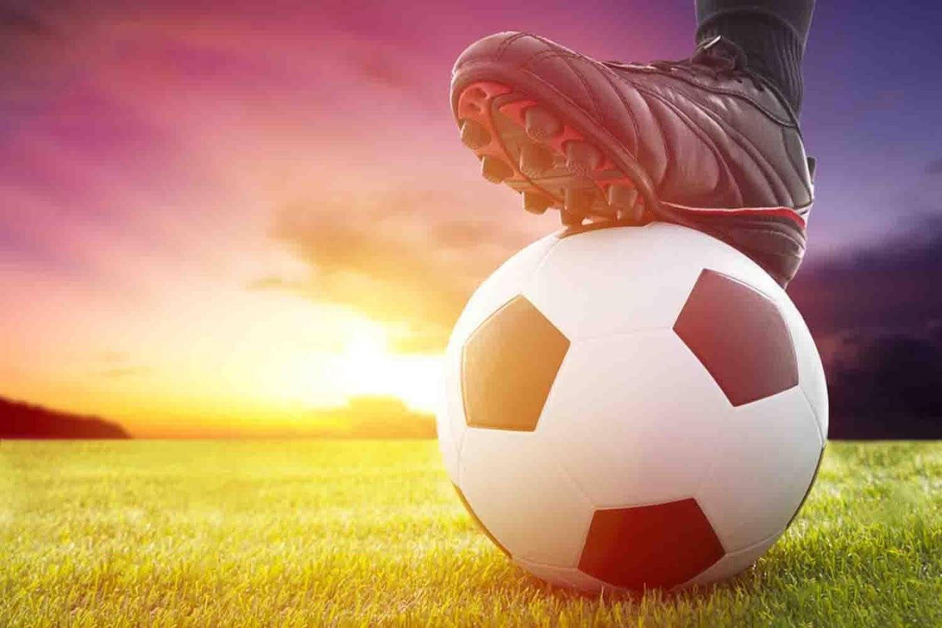 Cool Soccer Ball Sunset Background