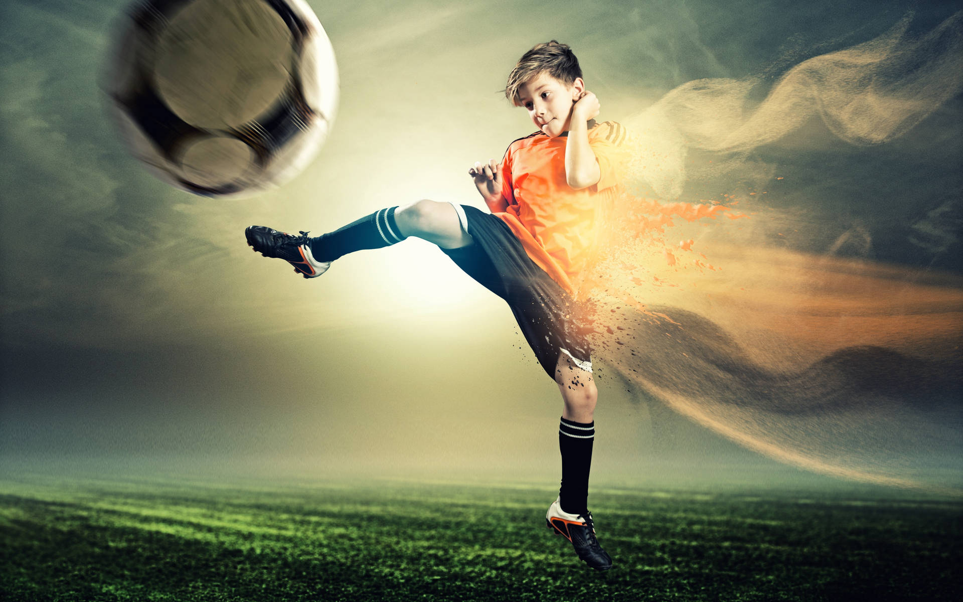 Cool Soccer Desktop Kid Disintegrating Background