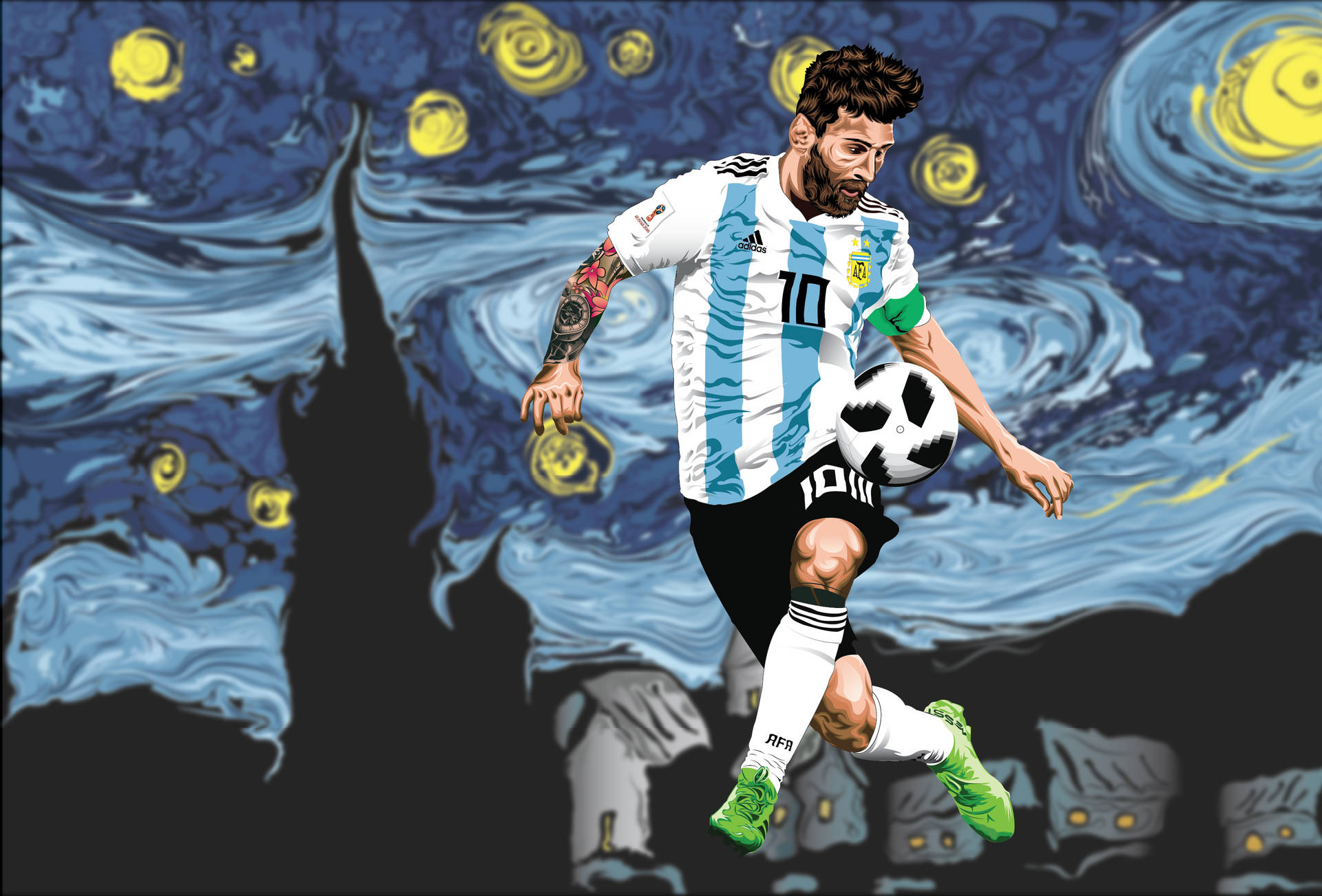 Cool Soccer Desktop Messi Van Gogh Background