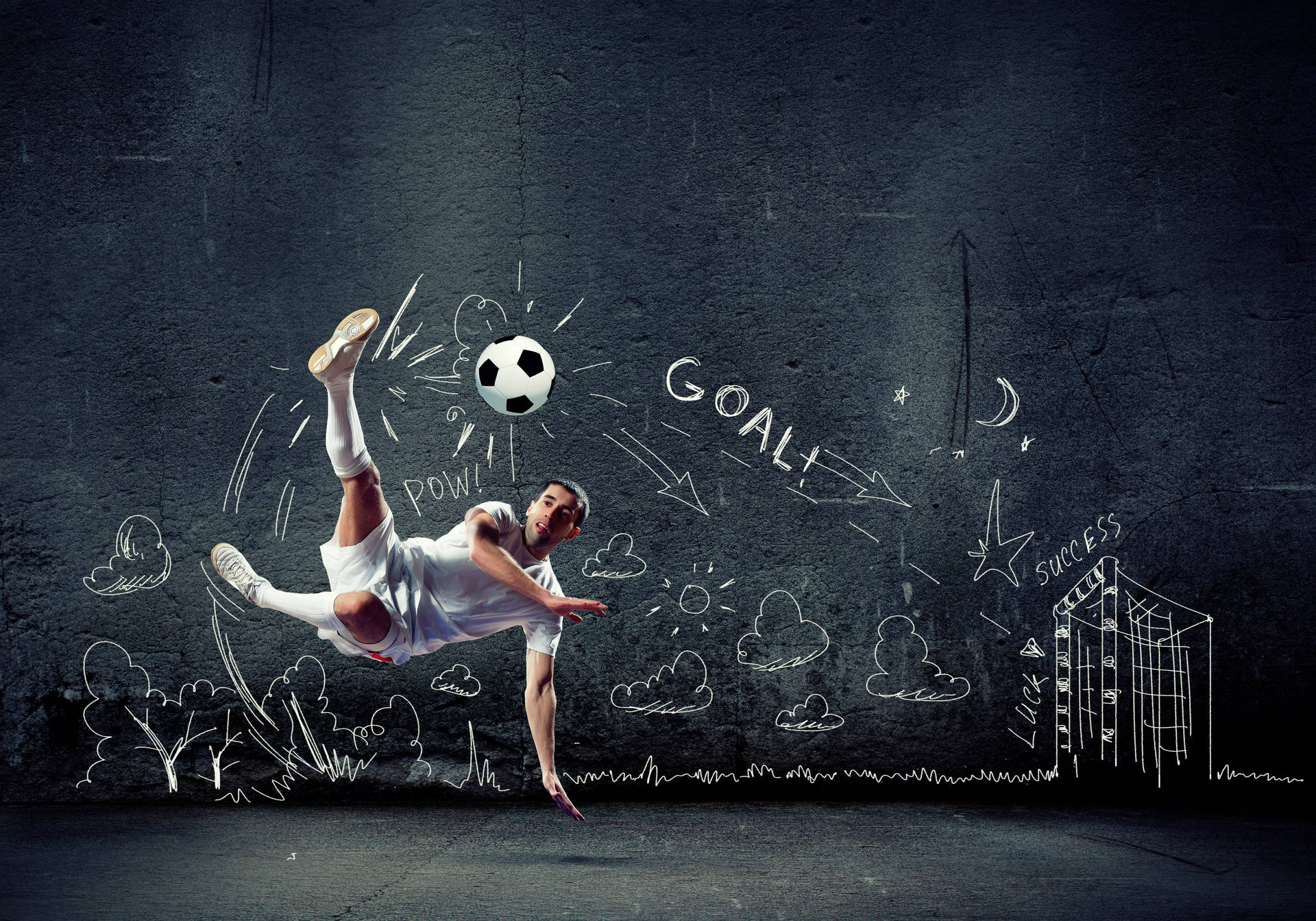 Cool Soccer Desktop Wall Drawings Background