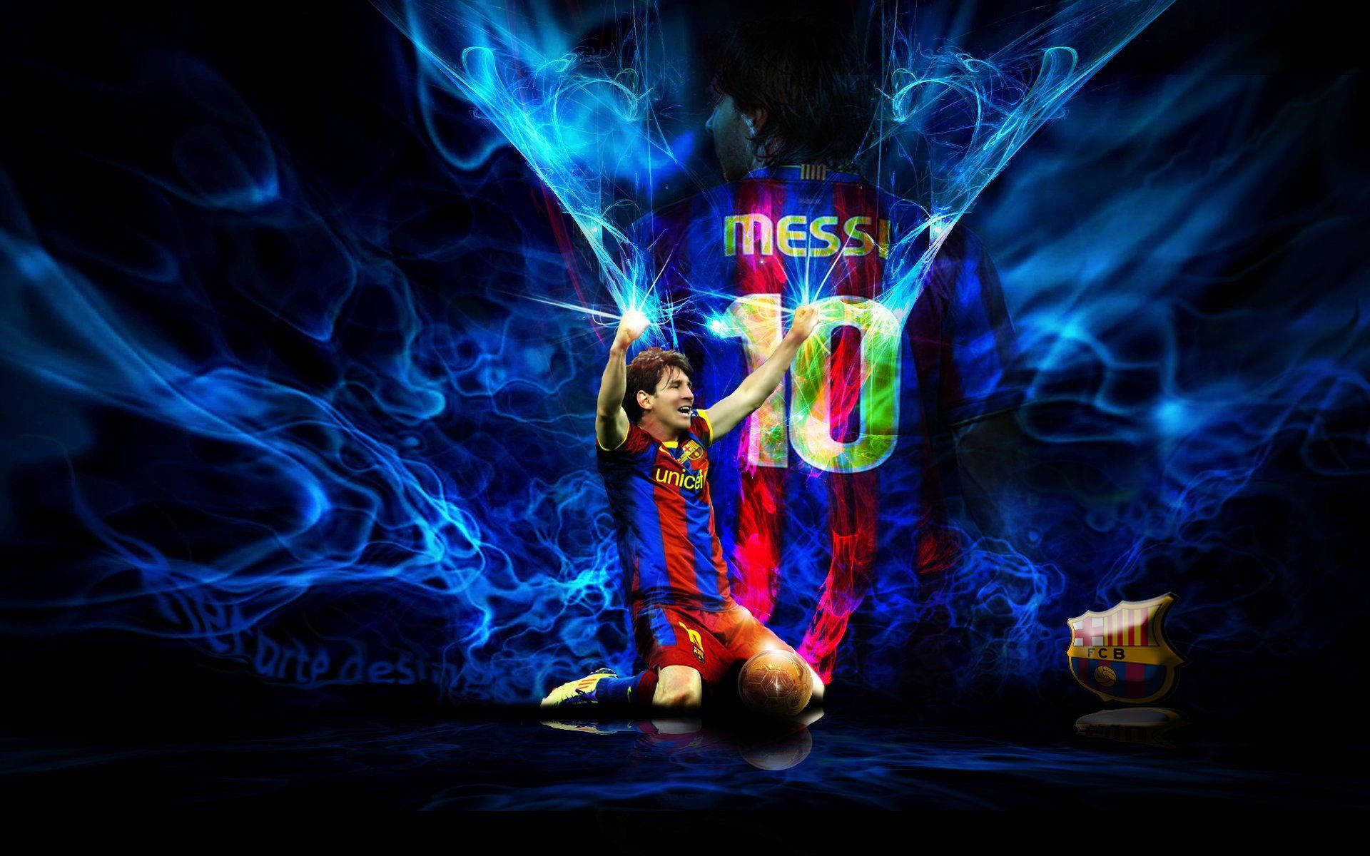 Cool Soccer Messi Blue Abstract