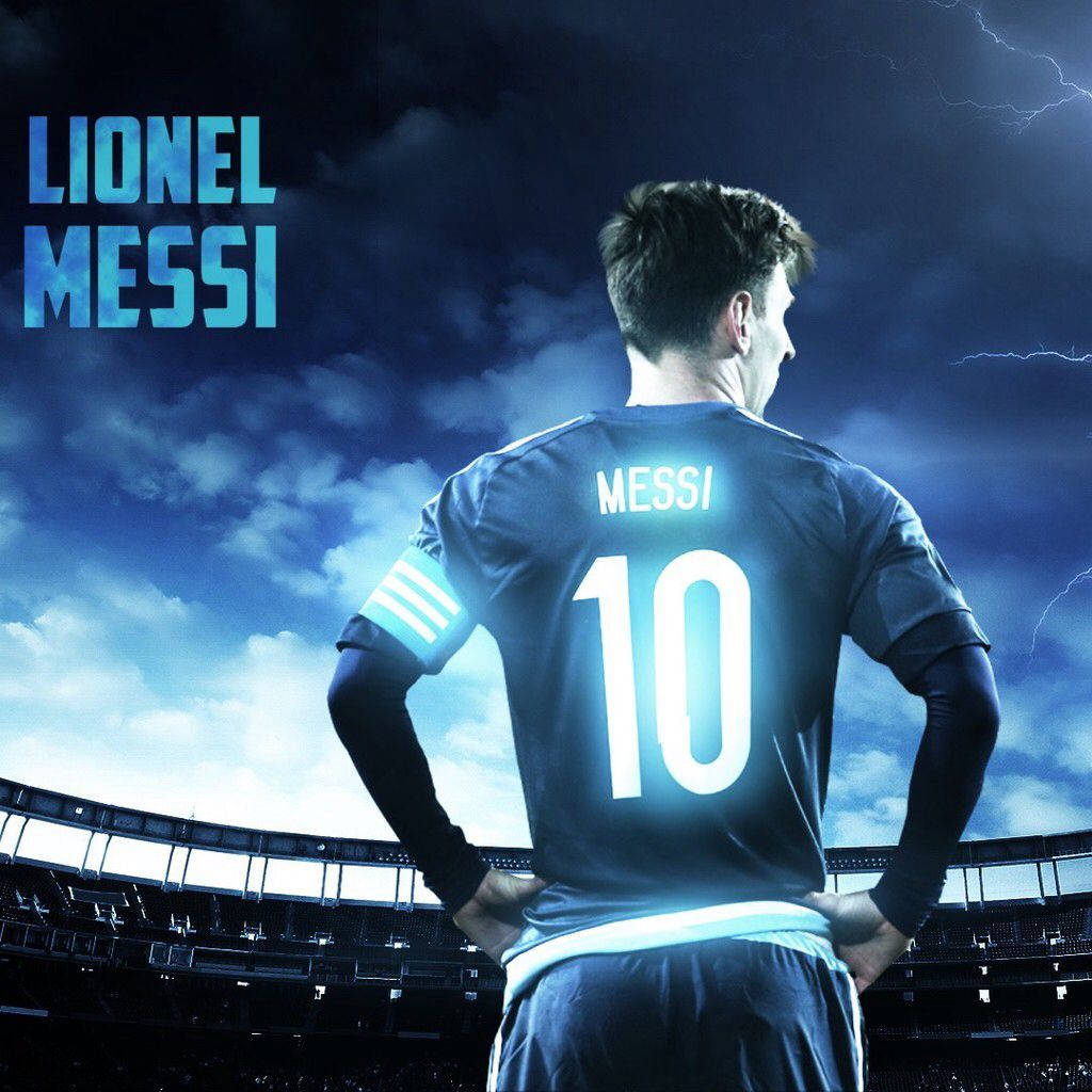 Cool Soccer Messi Blue Aesthetic Background