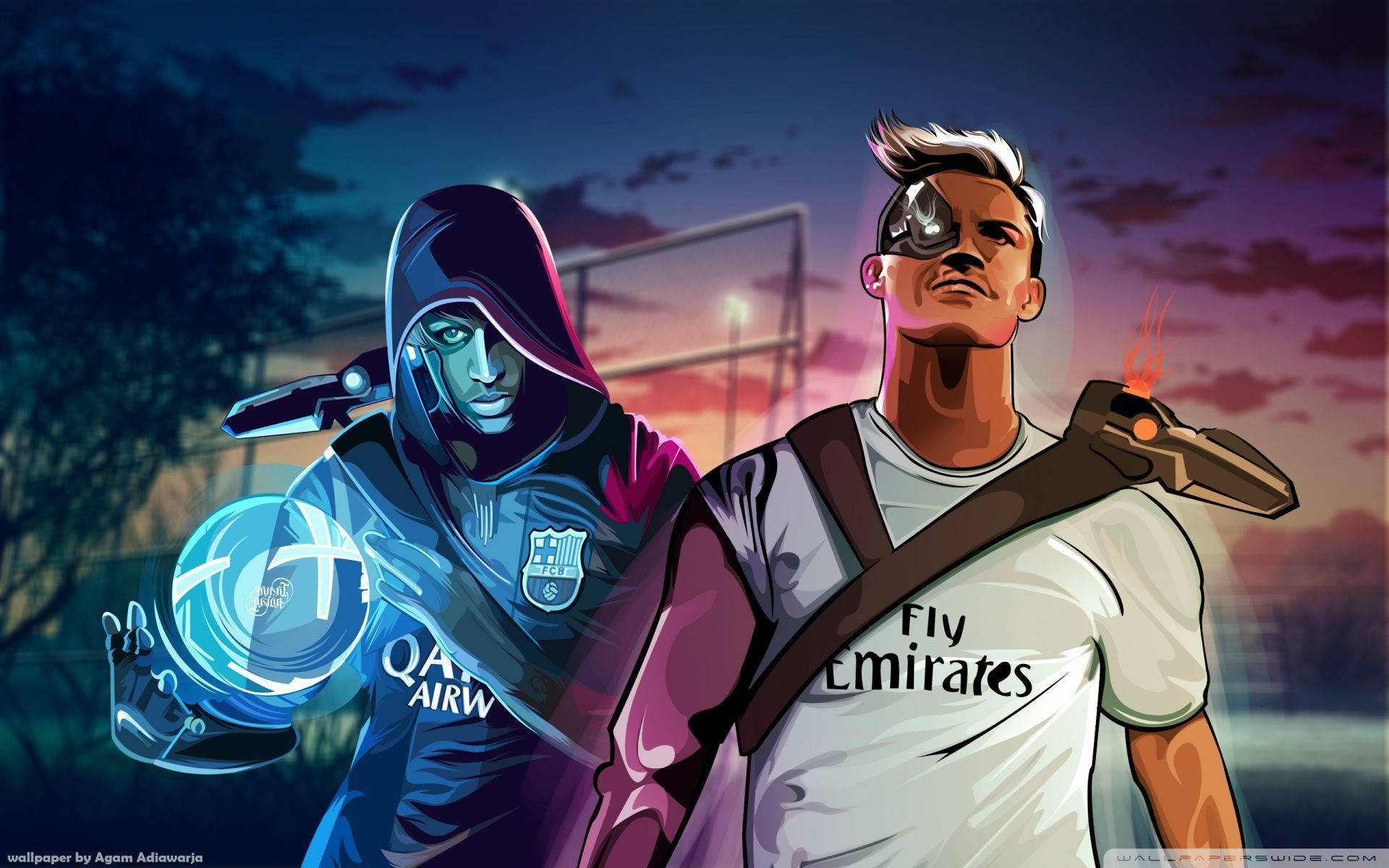 Cool Soccer Neymar And Ronaldo Cyborg Background