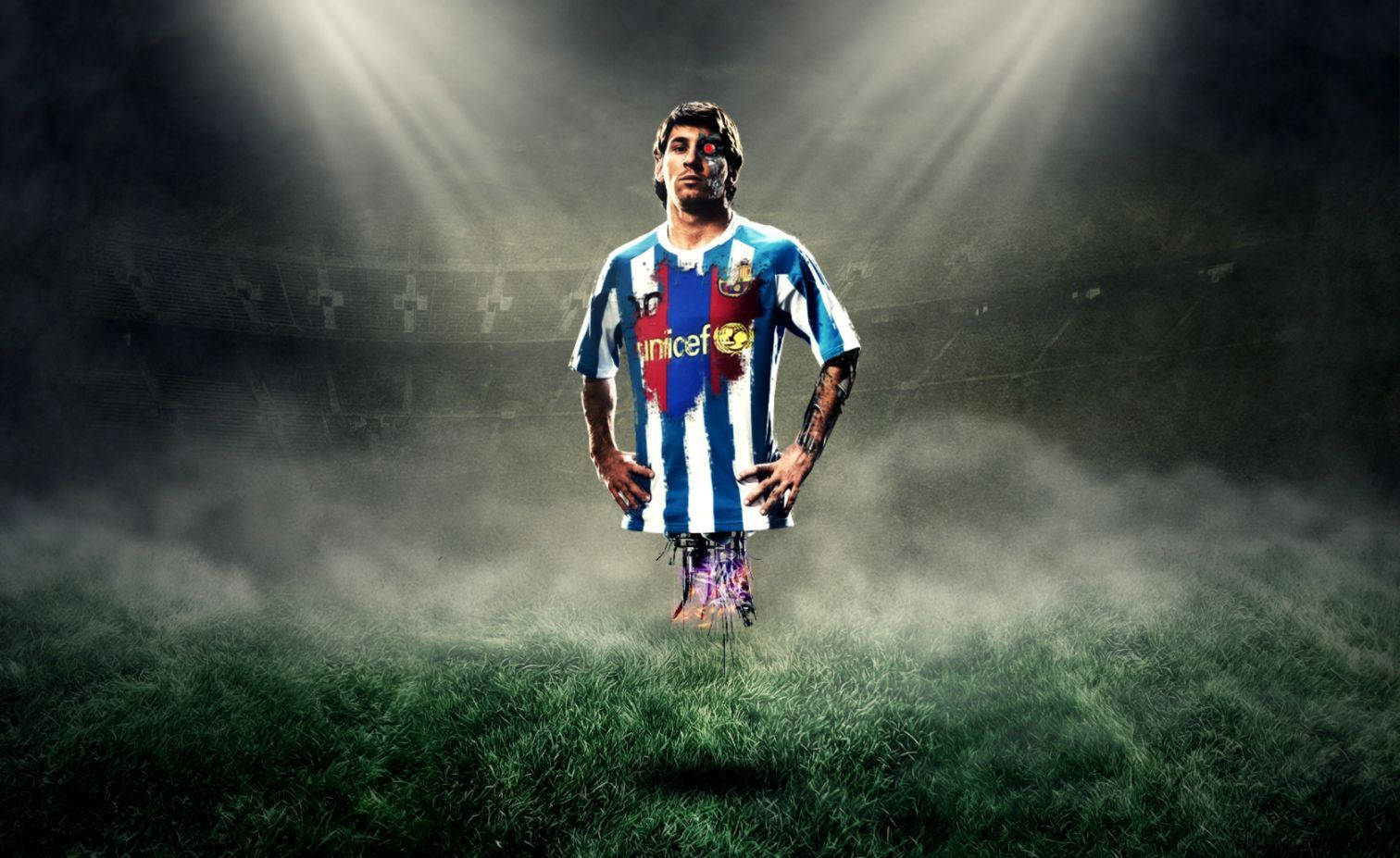 Cool Soccer Player Cyborg Messi Background
