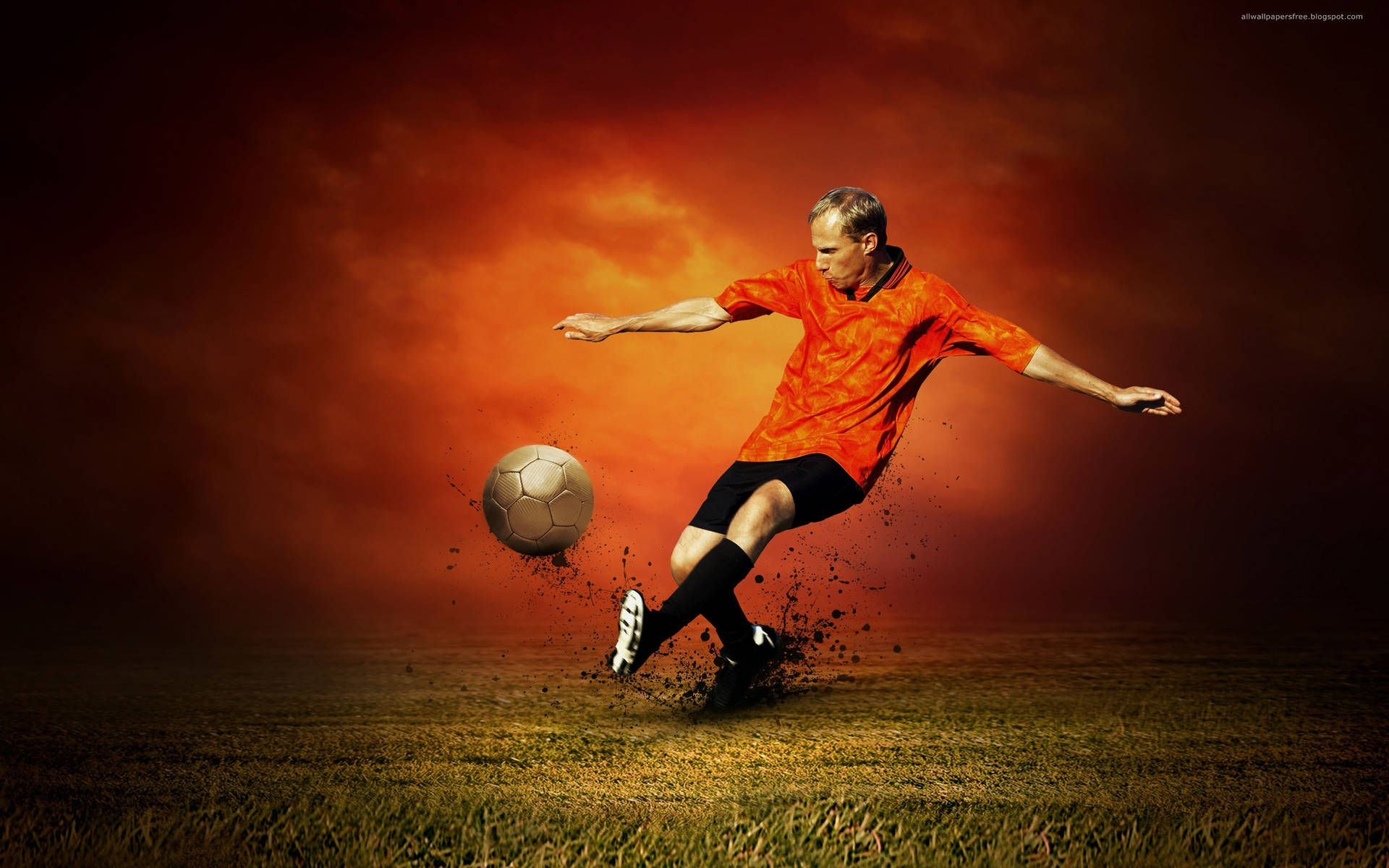 Cool Soccer Player Orange Background