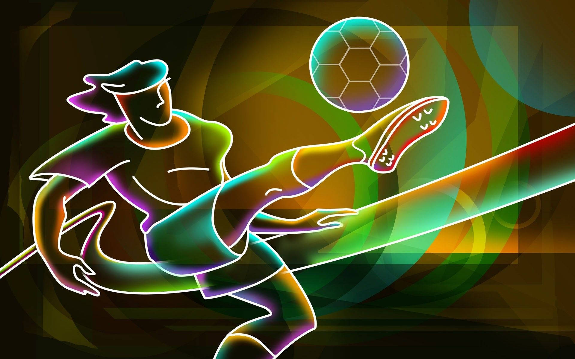 Cool Soccer Player Rainbow Led Background