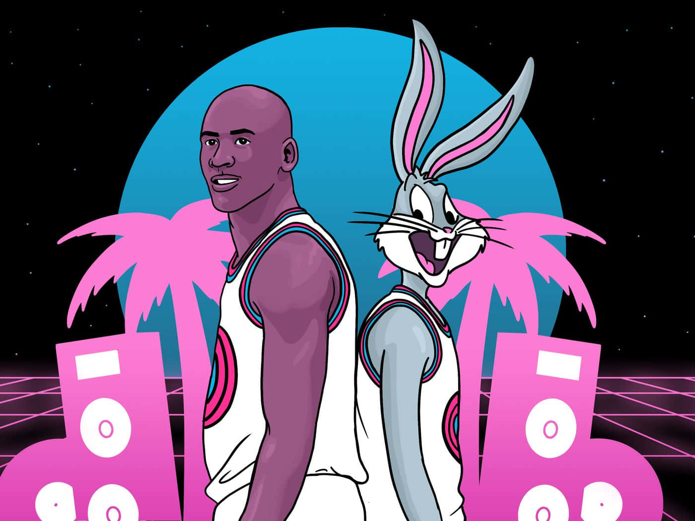 Cool Space Jam Bugs Bunny Michael Jordan Vector Background