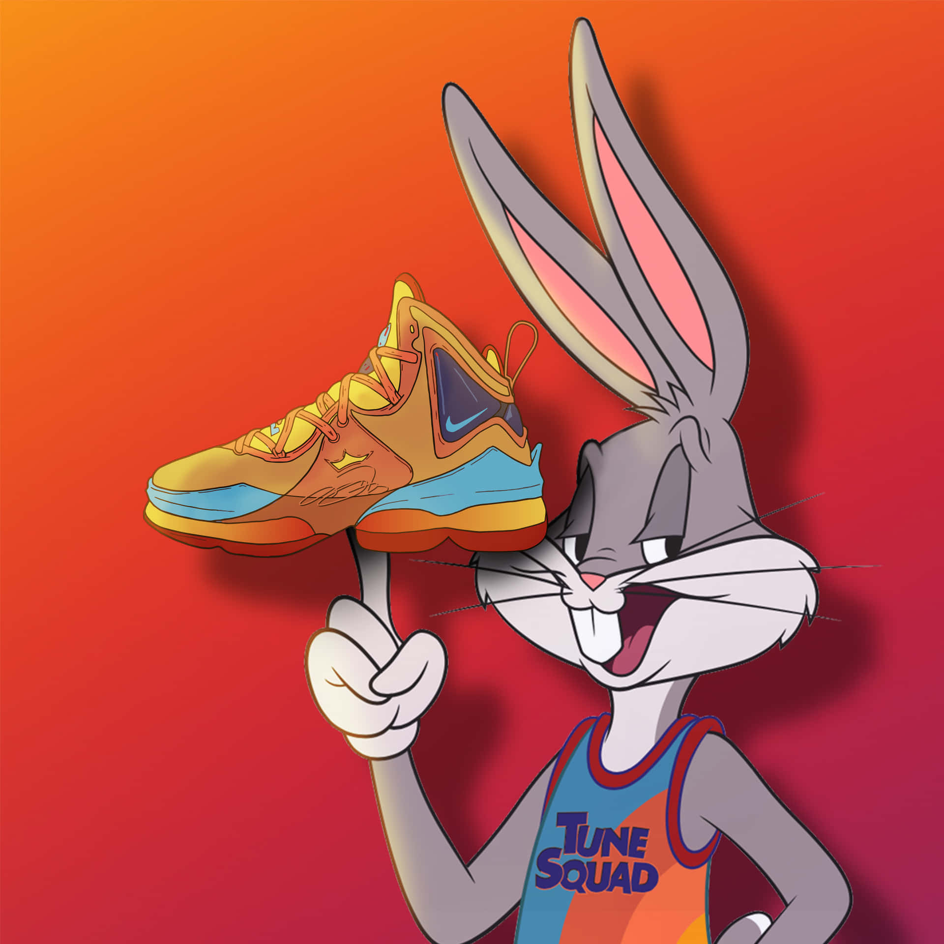 Cool Space Jam Bugs Bunny With Shoe Background