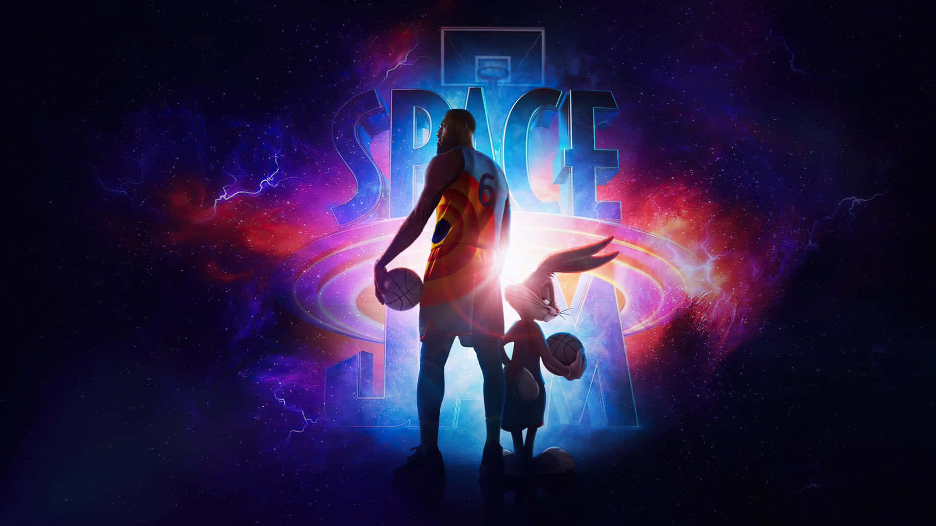 Cool Space Jam Lebron James And Bugs Bunny Silhouette Background
