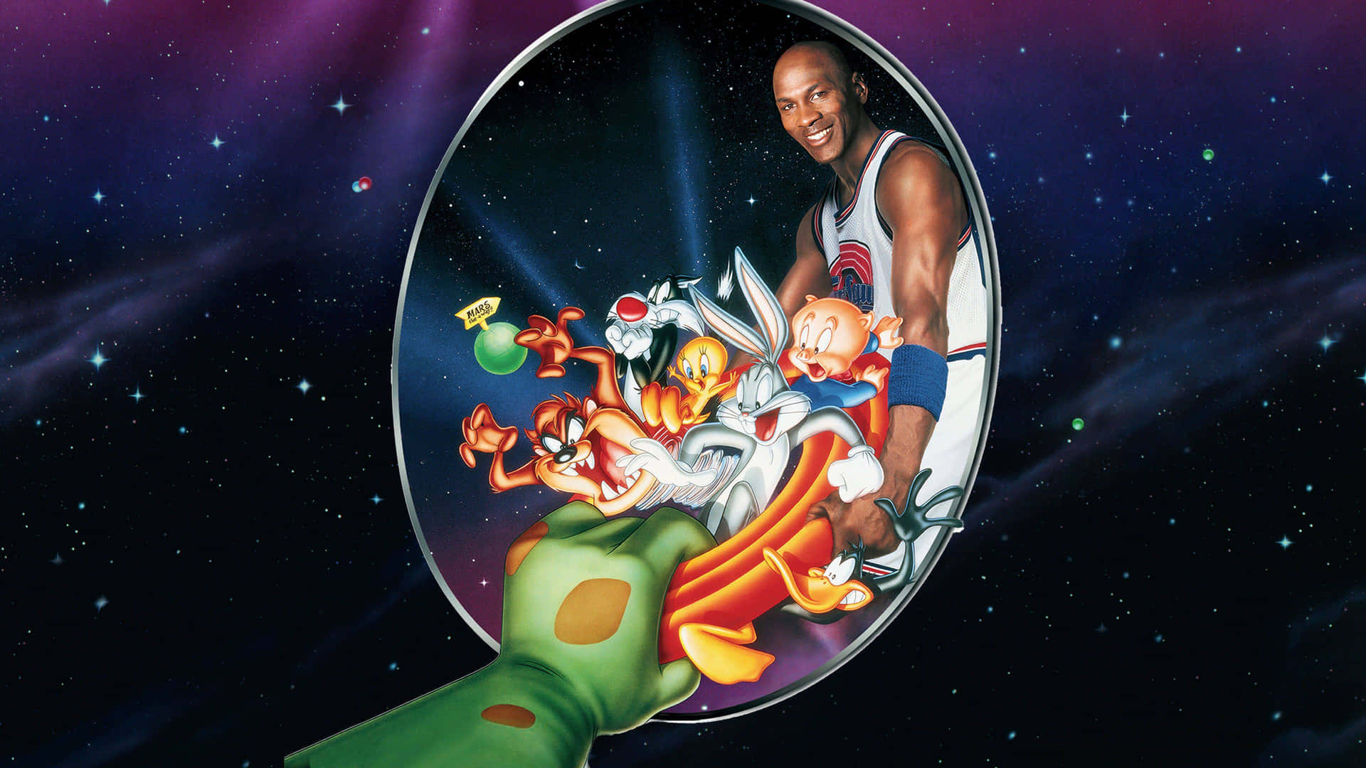 Cool Space Jam Looney Tunes With Michael Jordan Background