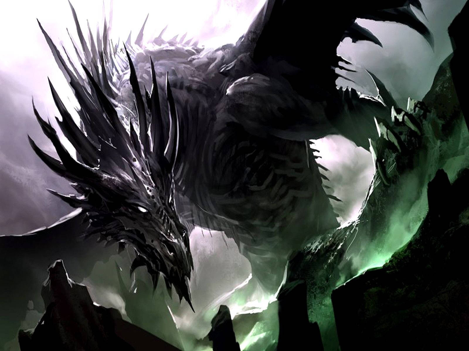 Cool Spiky Black Dragon Background