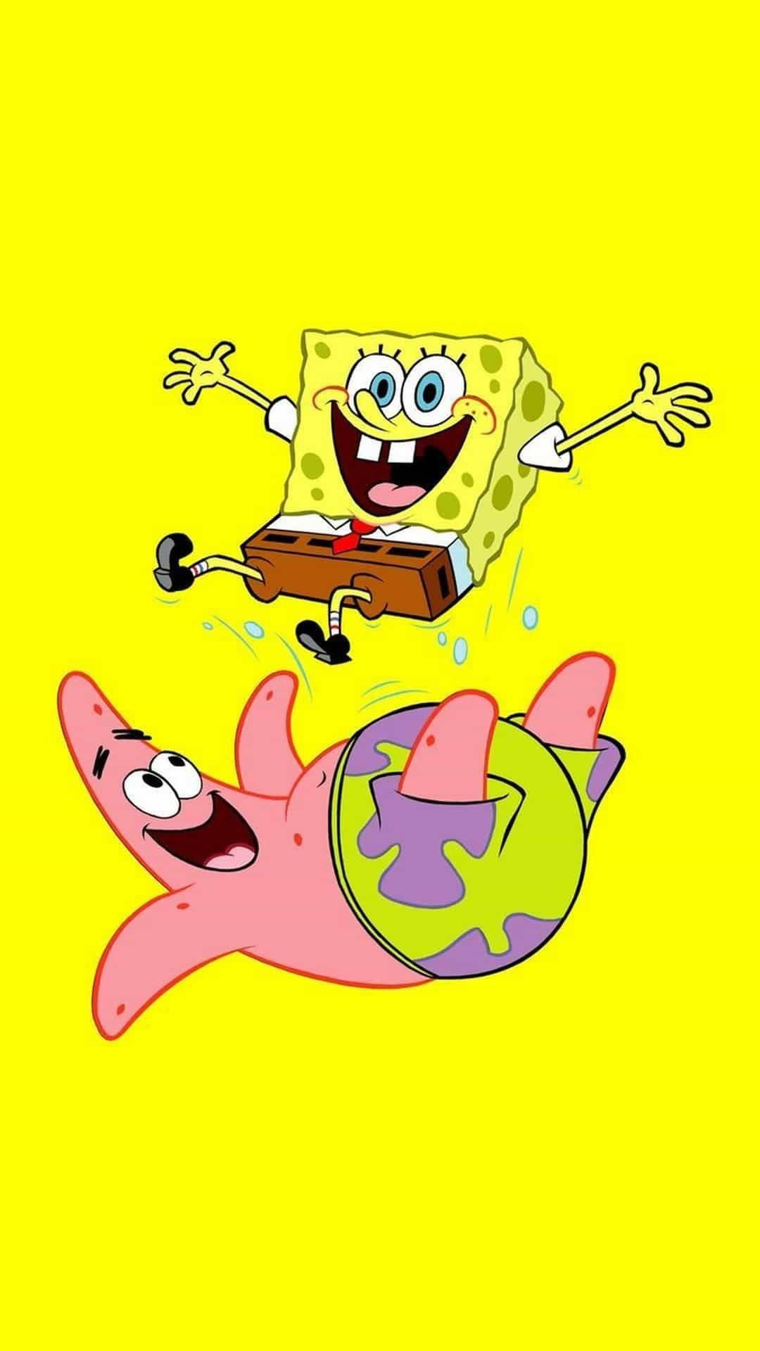 Cool Spongebob And Patrick In The Air Background