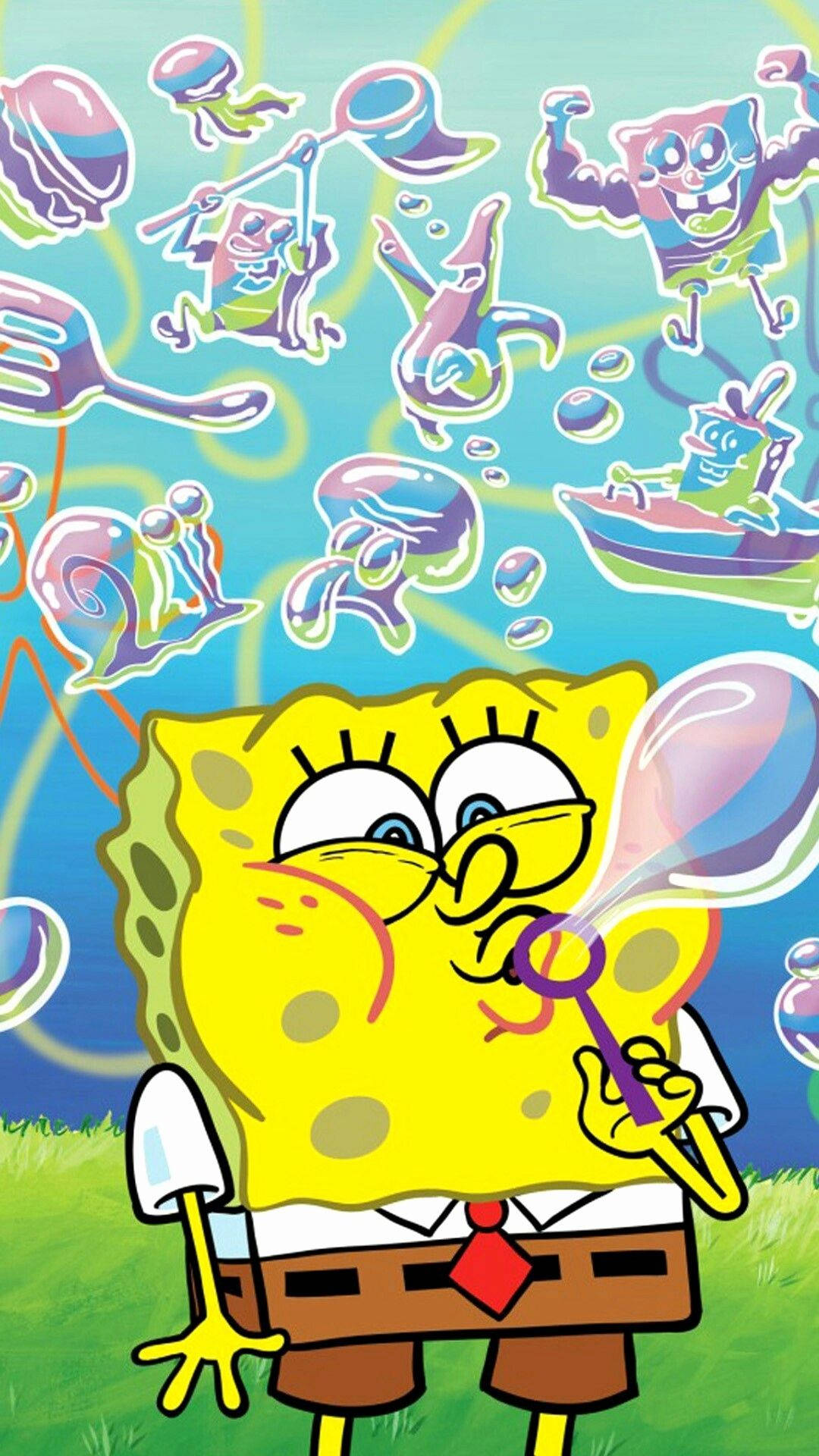 Cool Spongebob Squarepants Making Bubbles Background