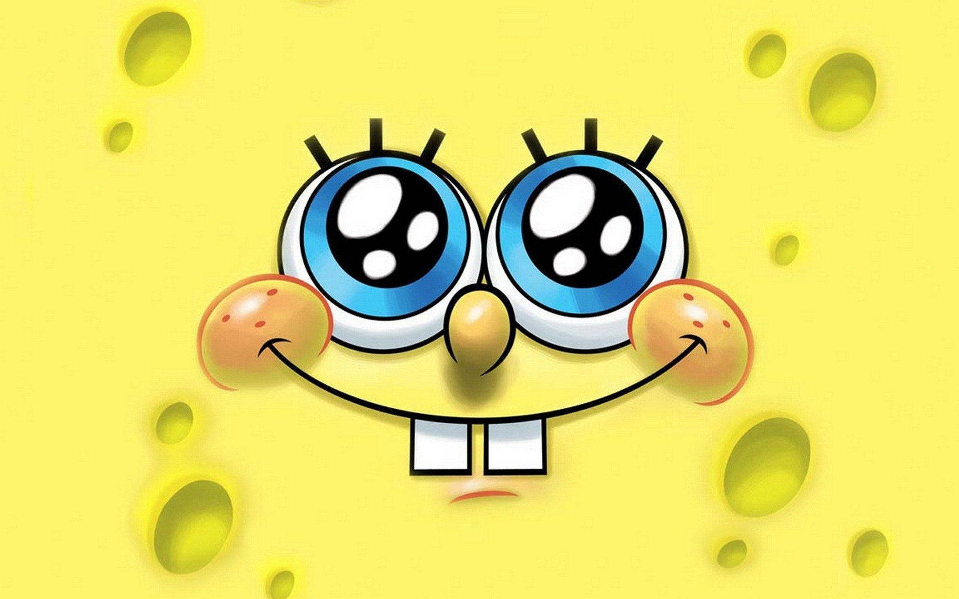 Cool Spongebob With Sparkling Blue Eyes Background