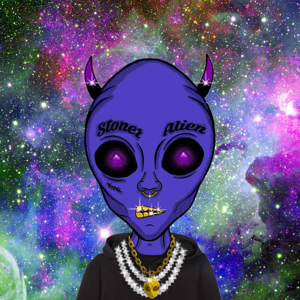 Cool Stoned Cartoon Alien Background