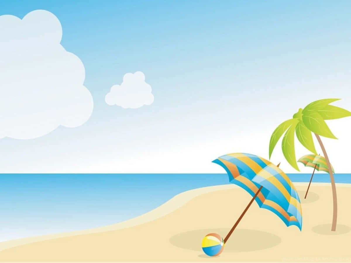 Cool Summer Beach Parasols Graphic Art Background