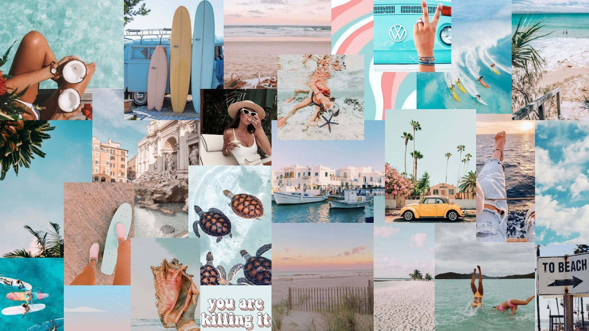 Cool Summer Collage Background