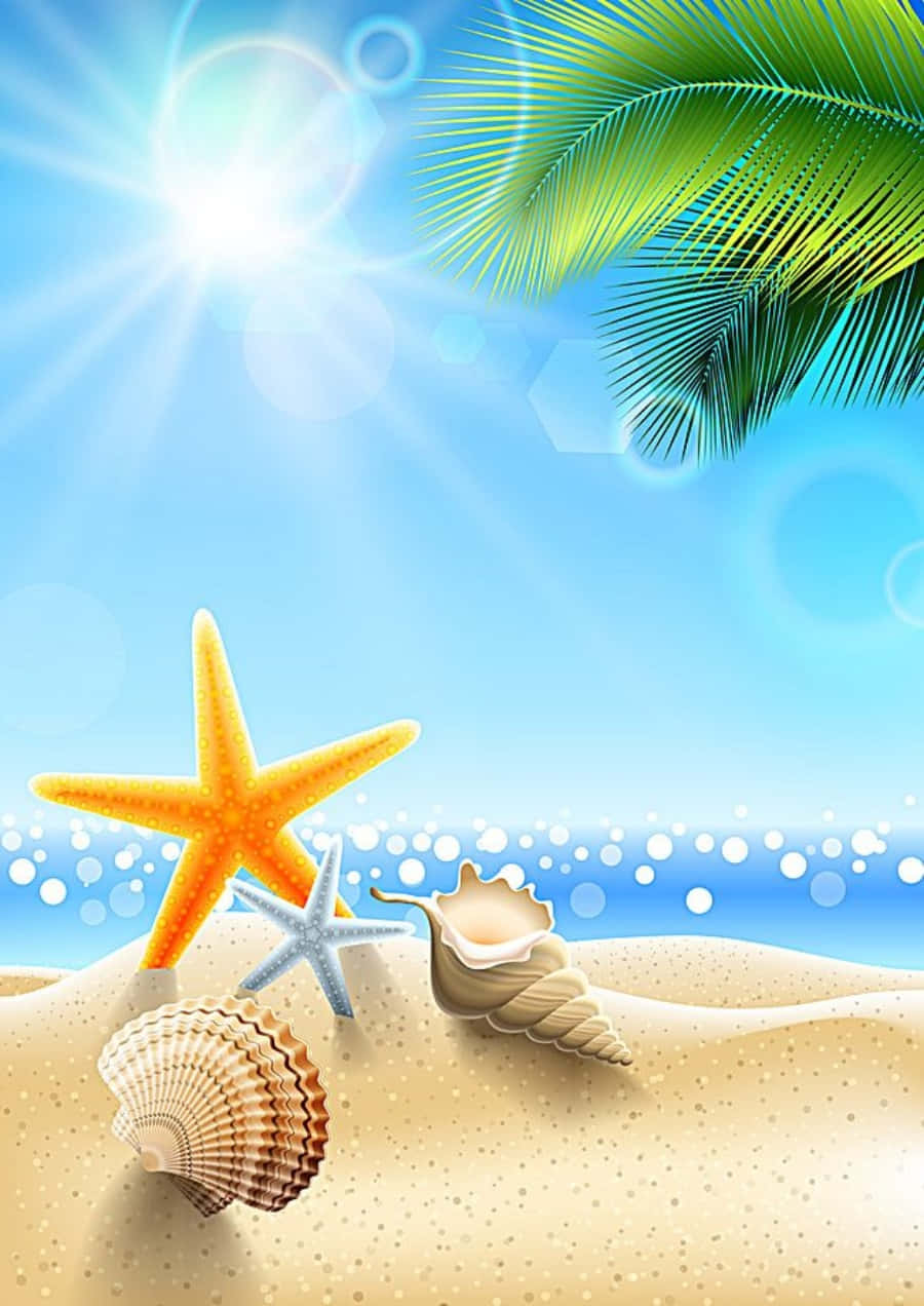 Cool Summer Seashells And Starfish Graphic Background