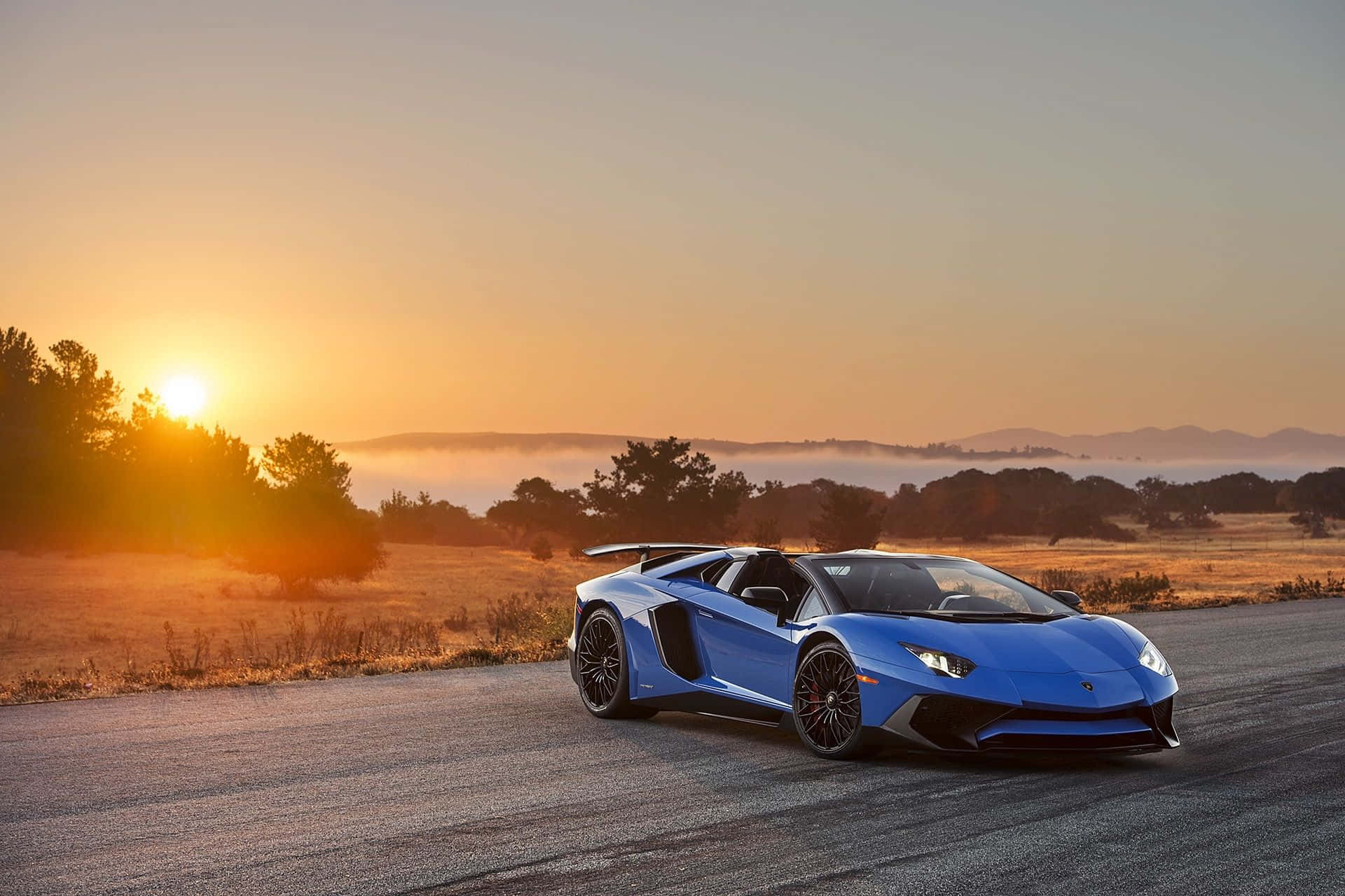 Cool Sunset Blue Lamborghini Aventador