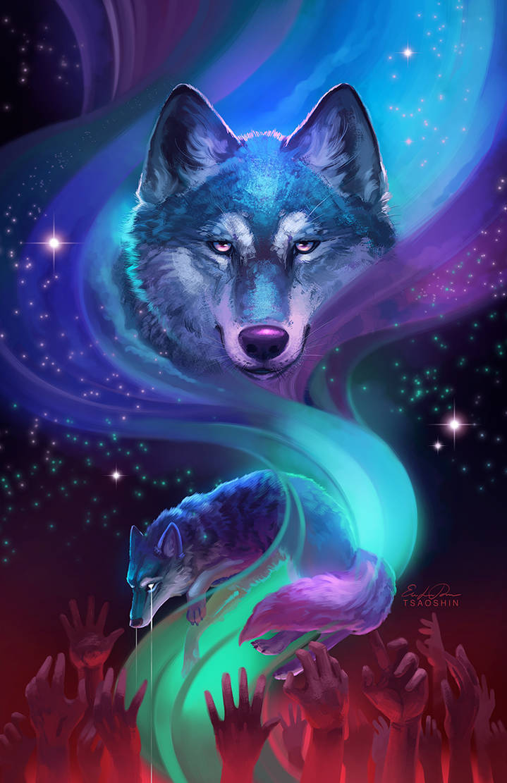 Cool Supernatural Galaxy Wolf Background