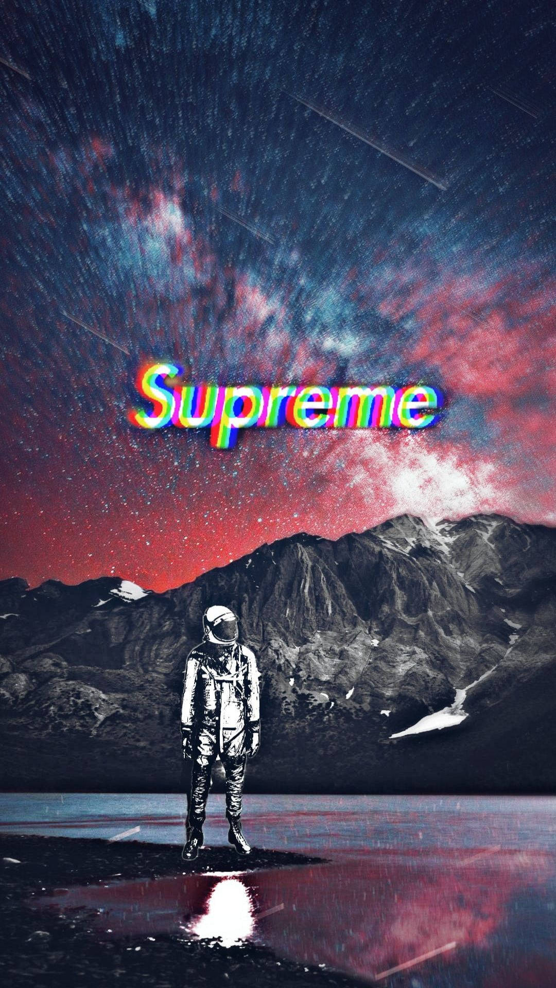 Cool Supreme Astronaut Mountain Background