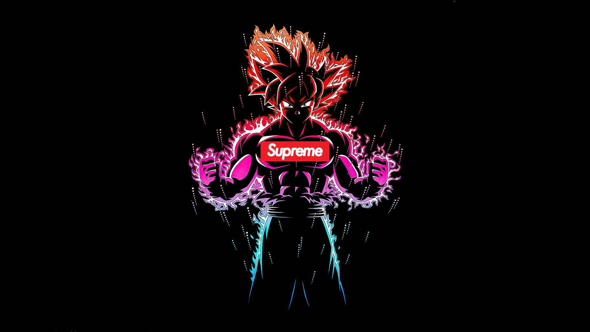 Cool Supreme Colored Goku Silhouette Background