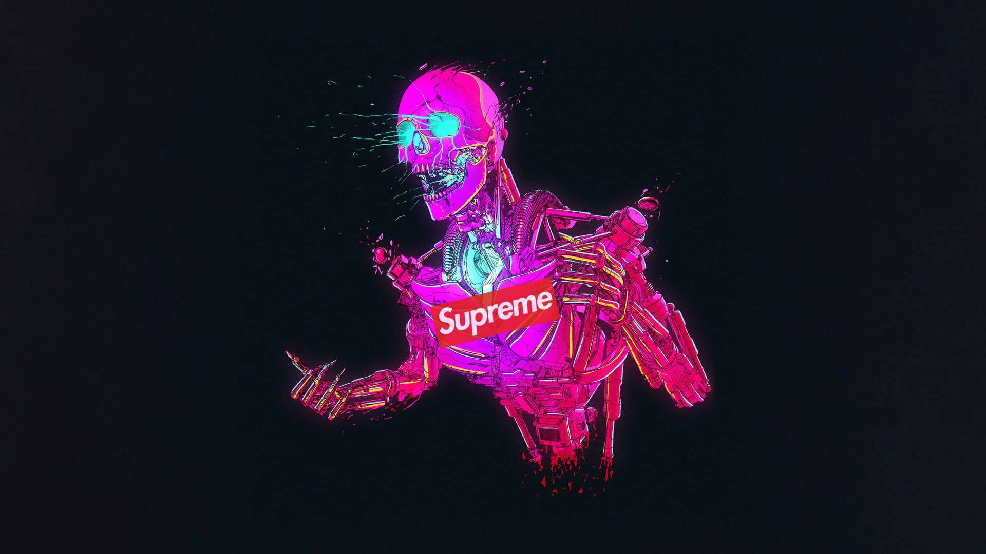 Cool Supreme Pink Skeleton Background