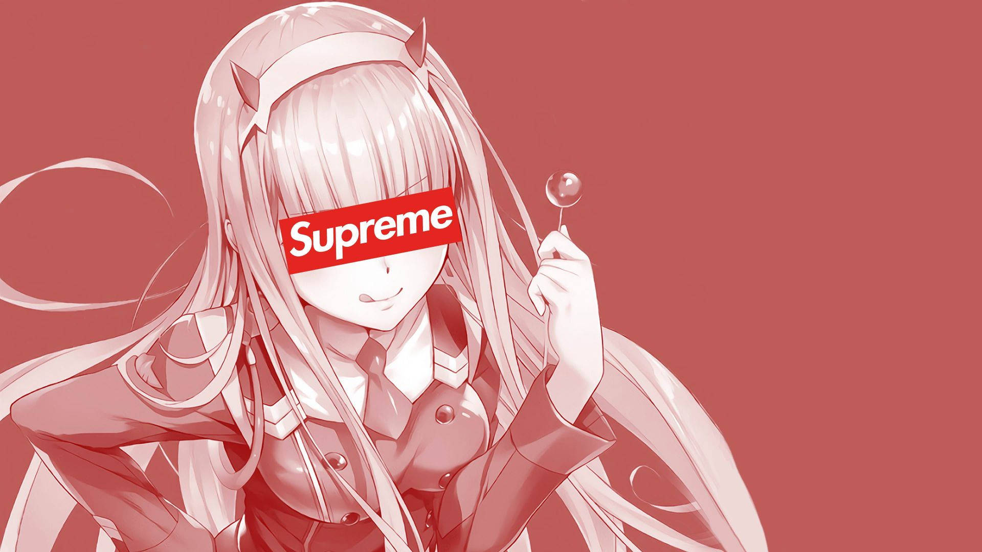 Cool Supreme Red Anime Girl Background