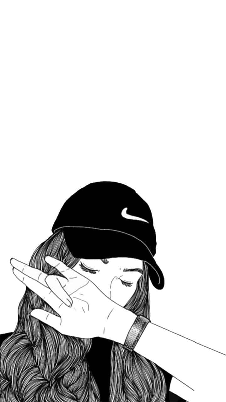 Cool Teenager Nike Cap Doodle Art Background