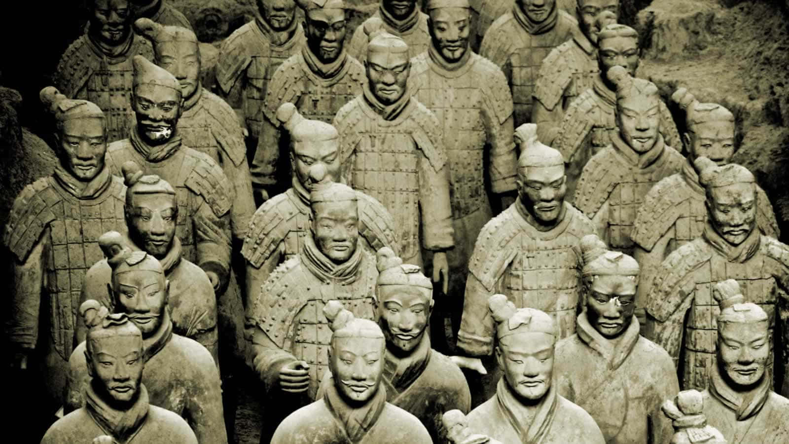 Cool Terracotta Warriors Stone Sculpture Background
