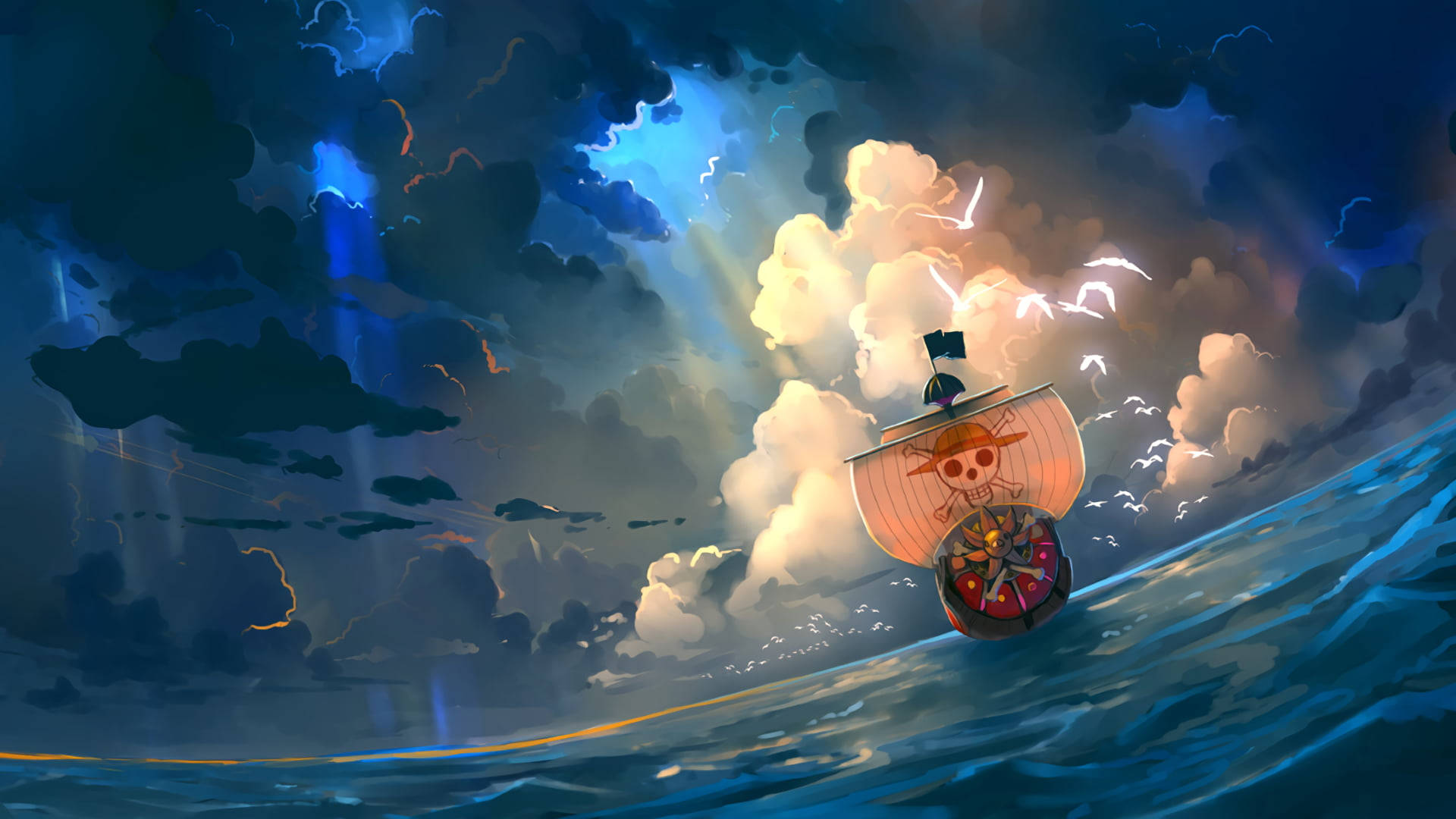 Cool Thousand Sunny One Piece Tablet Background