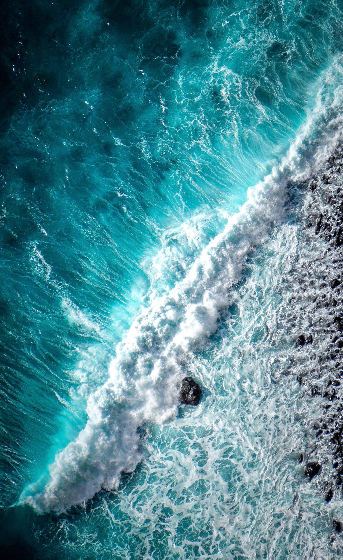 Cool Top View Shot Of Beach Wave Iphone Background