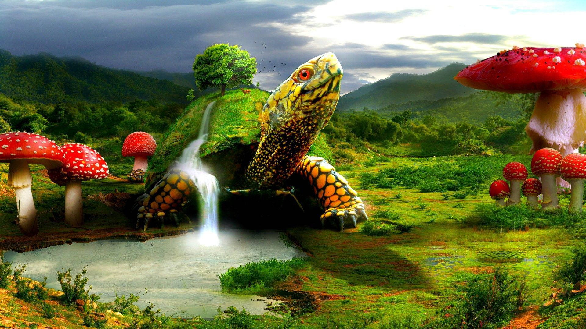 Cool Turtle Digital Fantasy Background